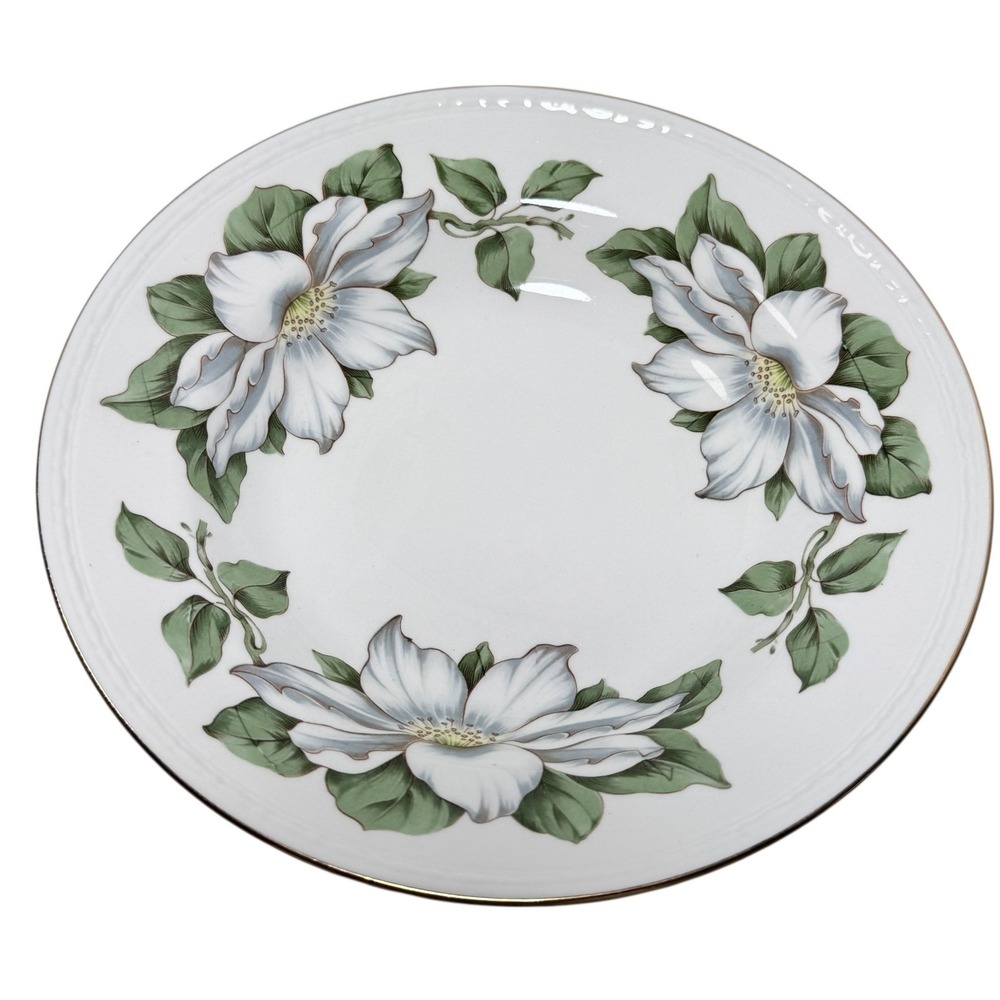 Homer Laughlin Eggshell Georgian Magnolia Bowl Gold Trim 8" Vintage MCM